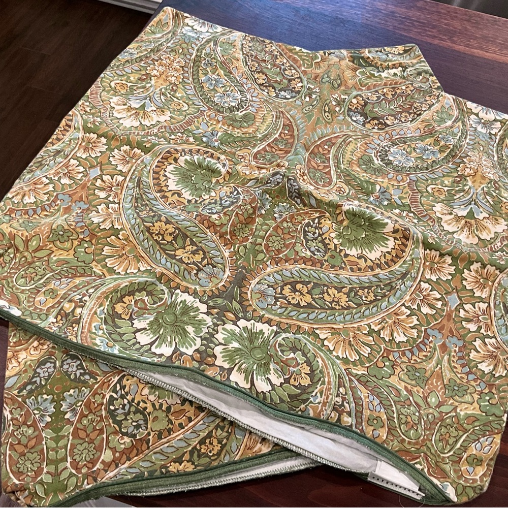 Pottery Barn Paisley Pillow Covers - Green and Brown